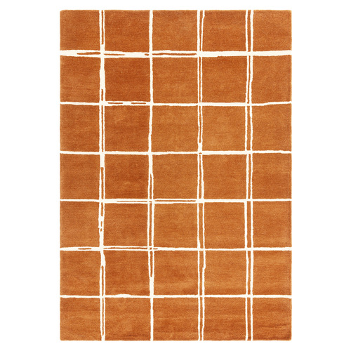 Rust Albany Grid Hand-Tufted Wool Rug