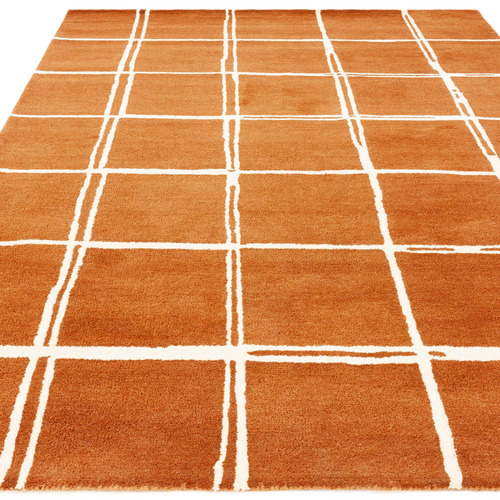 Rust Albany Grid Hand-Tufted Wool Rug