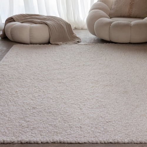 Ivory Abbus Hand-Woven Boucle Rug