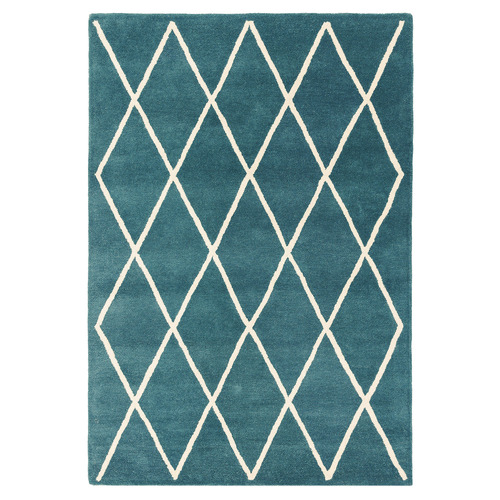 Teal Albany Diamond Hand-Tufted Wool Rug