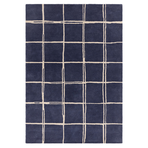 Marine Albany Grid Hand-Tufted Wool Rug