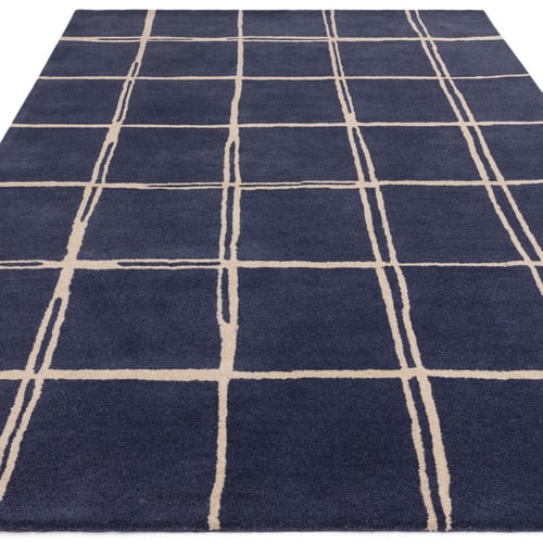 Marine Albany Grid Hand-Tufted Wool Rug