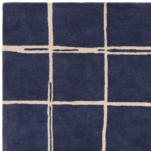 Marine Albany Grid Hand-Tufted Wool Rug