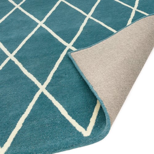 Teal Albany Diamond Hand-Tufted Wool Rug