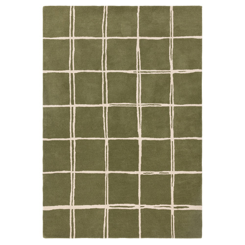 Olive Albany Grid Hand-Tufted Wool Rug