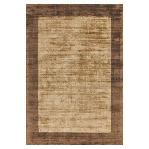 Mocha Blade Border Hand-Woven Viscose Rug
