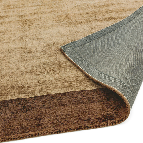 Mocha Blade Border Hand-Woven Viscose Rug