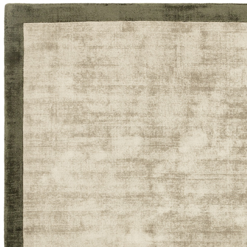 Olive Blade Border Hand-Woven Viscose Rug