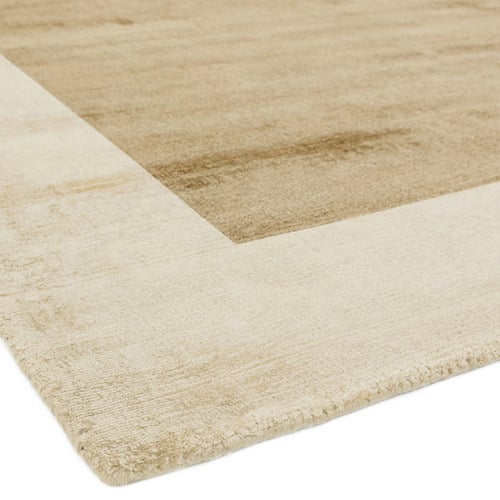 Champagne Blade Border Hand-Woven Viscose Rug