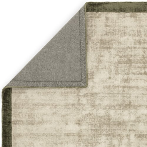 Olive Blade Border Hand-Woven Viscose Rug