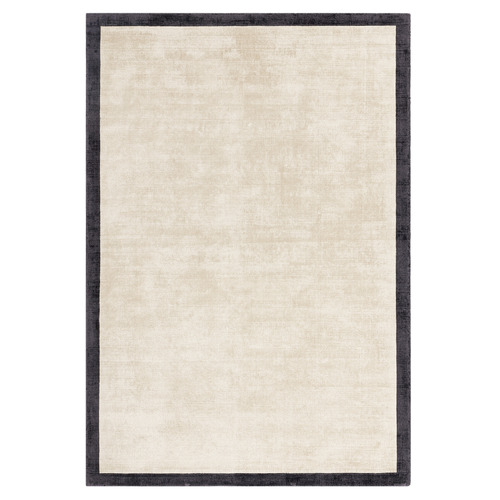 Charcoal Blade Border Hand-Woven Viscose Rug