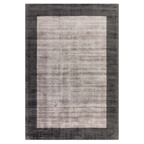 Charcoal Blade Border Hand-Woven Viscose Rug