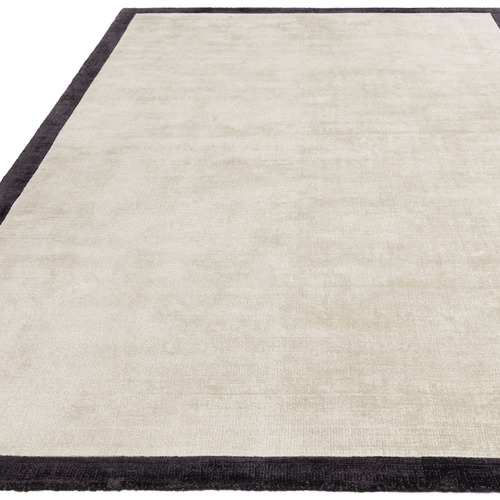 Charcoal Blade Border Hand-Woven Viscose Rug