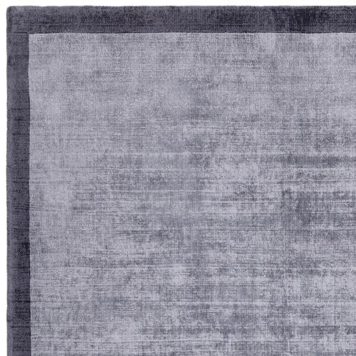 Navy Blade Border Hand-Woven Viscose Rug