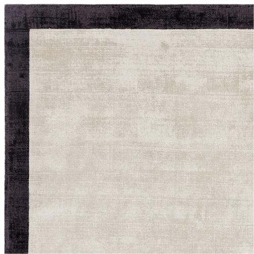 Charcoal Blade Border Hand-Woven Viscose Rug