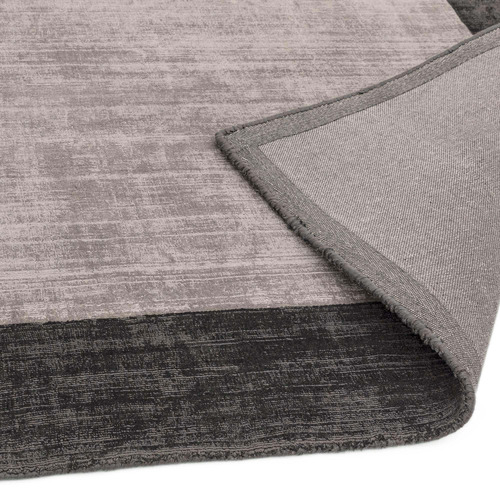Charcoal Blade Border Hand-Woven Viscose Rug