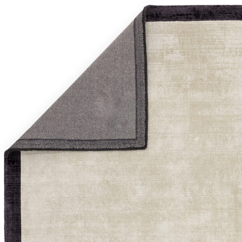 Charcoal Blade Border Hand-Woven Viscose Rug