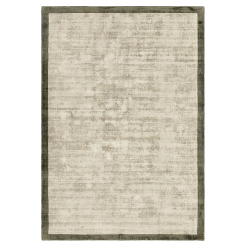 Olive Blade Border Hand-Woven Viscose Rug