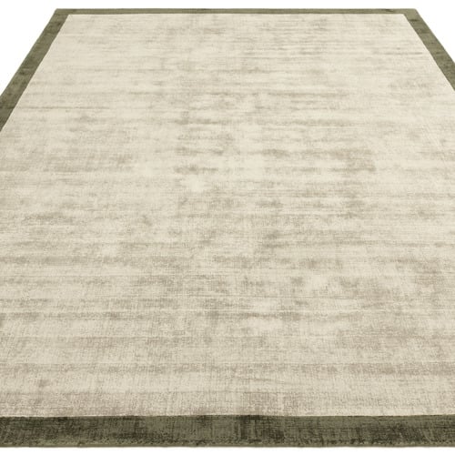 Olive Blade Border Hand-Woven Viscose Rug