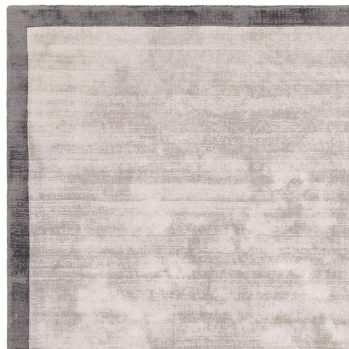 Grey Blade Border Hand-Woven Viscose Rug