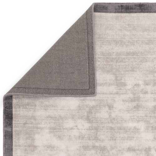 Grey Blade Border Hand-Woven Viscose Rug