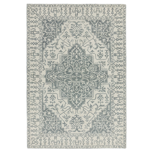 Silver Bronte Medallion Hand-Tufted Wool Rug