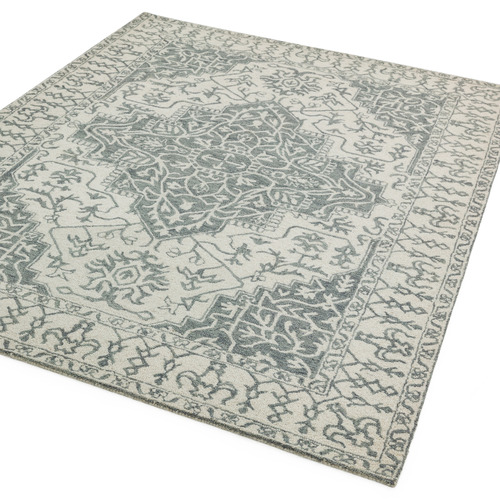 Silver Bronte Medallion Hand-Tufted Wool Rug