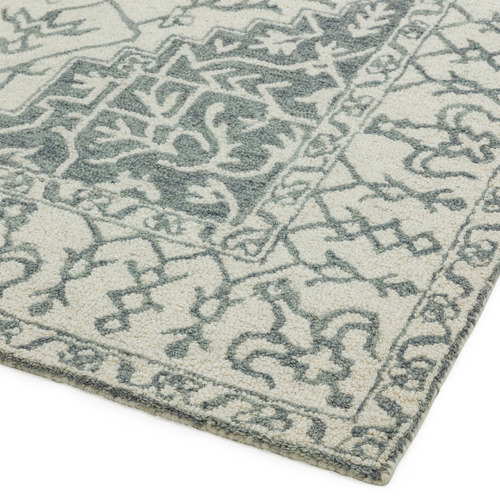 Silver Bronte Medallion Hand-Tufted Wool Rug