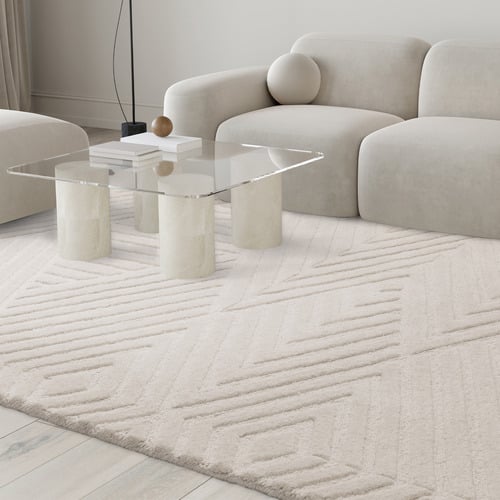 Ivory Hague Chevron Hand-Tufted Wool Rug