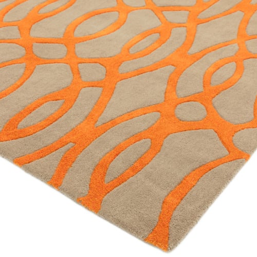 Orange Matrix Wire Hand-Tufted Wool Rug
