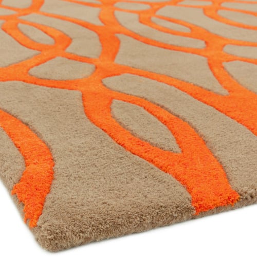 Orange Matrix Wire Hand-Tufted Wool Rug