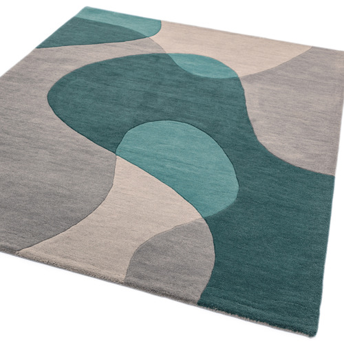 Teal Matrix Arc Hand-Tufted Wool Rug