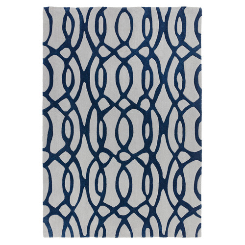 Blue Matrix Wire Hand-Tufted Wool Rug