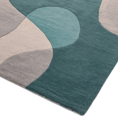 Teal Matrix Arc Hand-Tufted Wool Rug