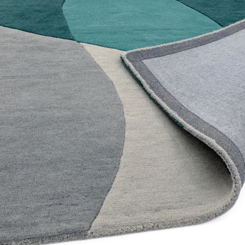 Teal Matrix Arc Hand-Tufted Wool Rug