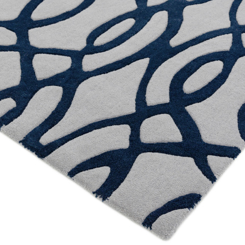 Navy Matrix Wire Hand-Tufted Wool Rug | Temple & Webster