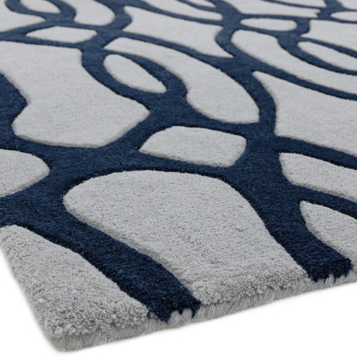 Navy Matrix Wire Hand-Tufted Wool Rug | Temple & Webster