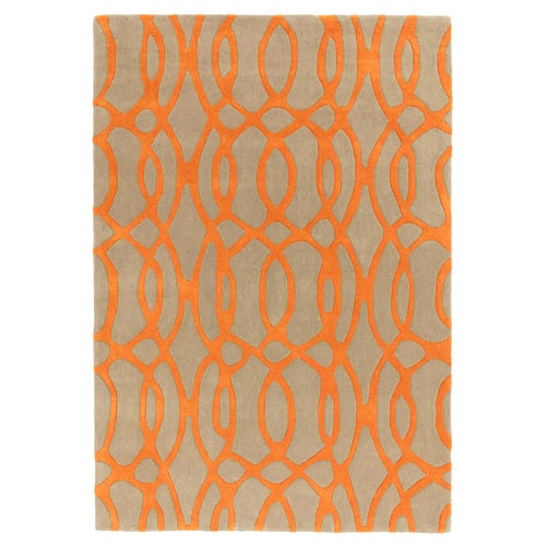 Orange Matrix Wire Hand-Tufted Wool Rug