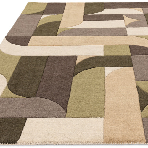 Sage Matrix Klotski Hand-Tufted Wool Rug