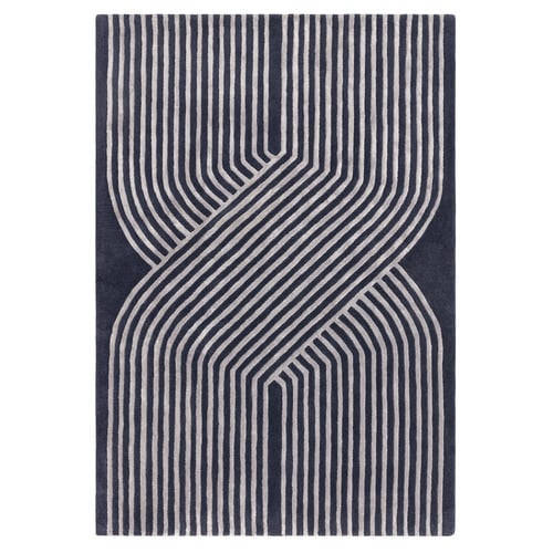 Navy Matrix Solstice Hand-Tufted Wool & Viscose Rug
