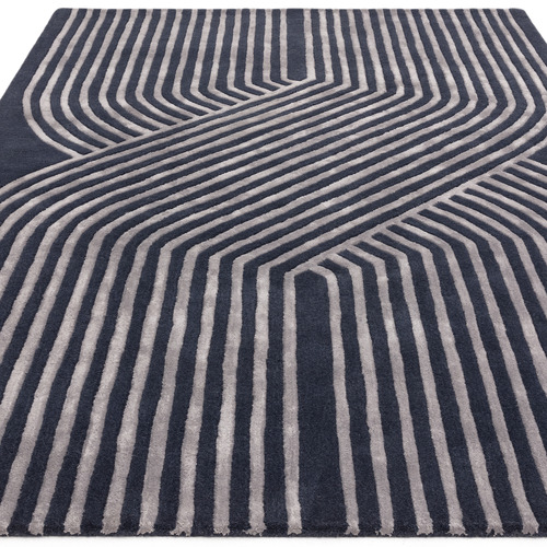 Navy Matrix Solstice Hand-Tufted Wool & Viscose Rug