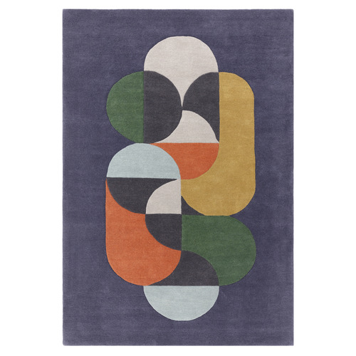 Navy Matrix Statement Hand-Tufted Wool Rug