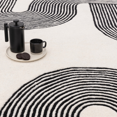 Black Matrix Arch Hand-Tufted Wool Rug