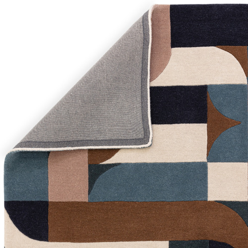 Teal Matrix Klotski Hand-Tufted Wool Rug