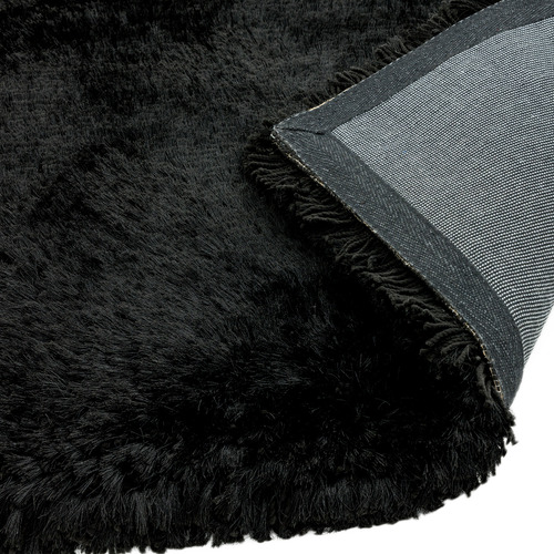 Black Plush Hand-Woven Rug