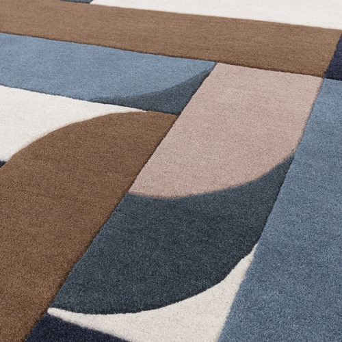 Teal Matrix Klotski Hand-Tufted Wool Rug