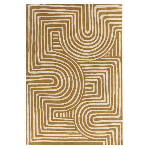 Ochre Reef Curve Hand-Tufted Wool Rug