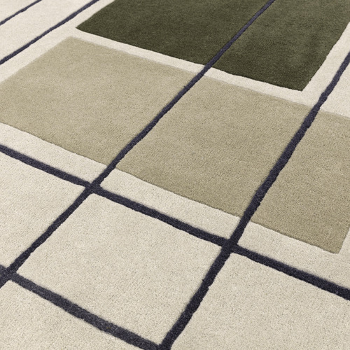 Khaki Reef Outline Hand-Tufted Wool Rug