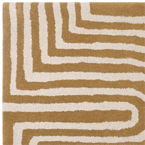 Ochre Reef Curve Hand-Tufted Wool Rug