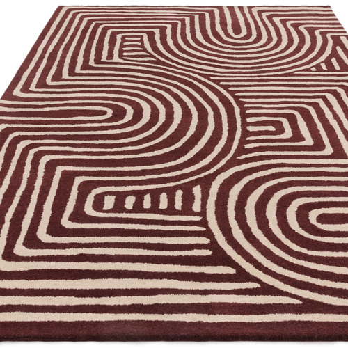 Plum Reef Curve Hand-Tufted Wool Rug